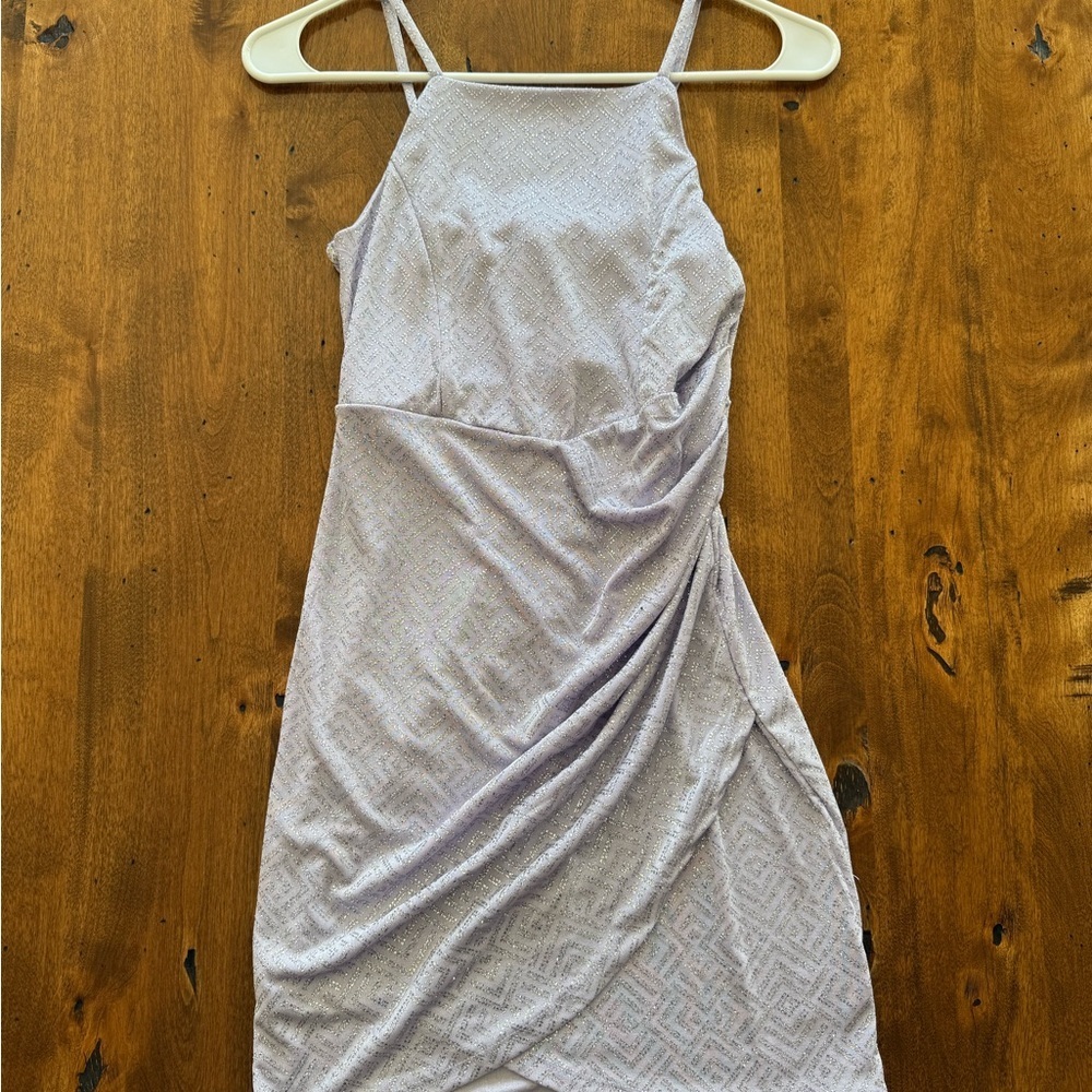 LOVE, NICKIE LEW Girls Size 10 Tulip Front Shimmer Dress Lilac - Picture 4 of 8